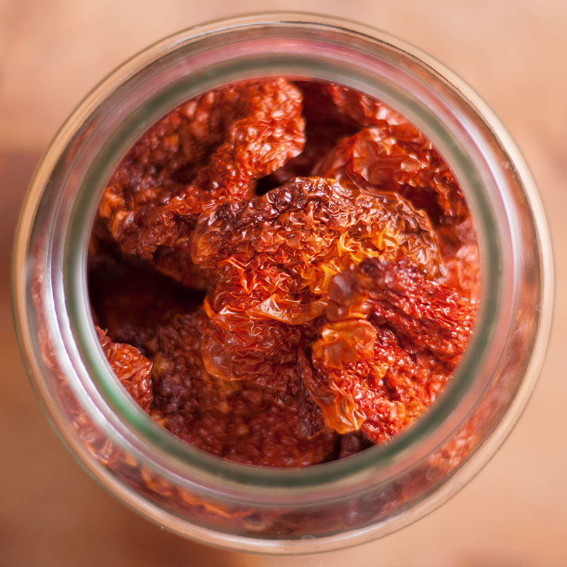 A jar of sun oven dried tomatoes