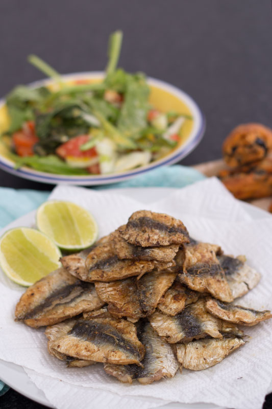 Pile of pan fried, spiced sprats