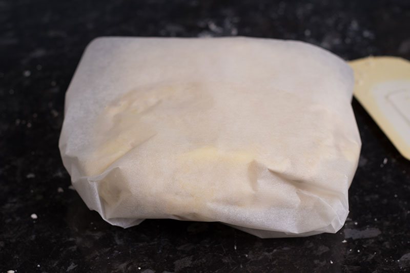 Spelt rough puff pastry wrapped for the fridge