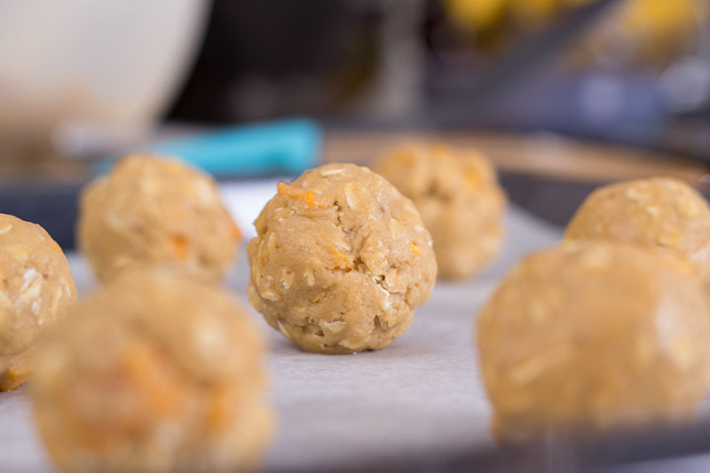 Chewy oat, mango and cardamon spelt cookie dough