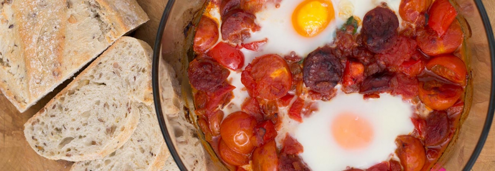 Chorizo, spinach and egg one-pot two-pot