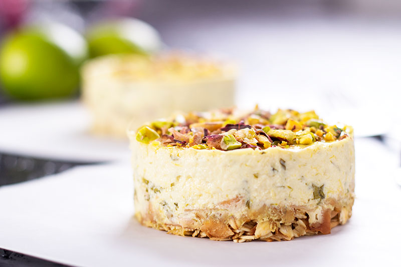 Labneh cheesecake with lime and coriander