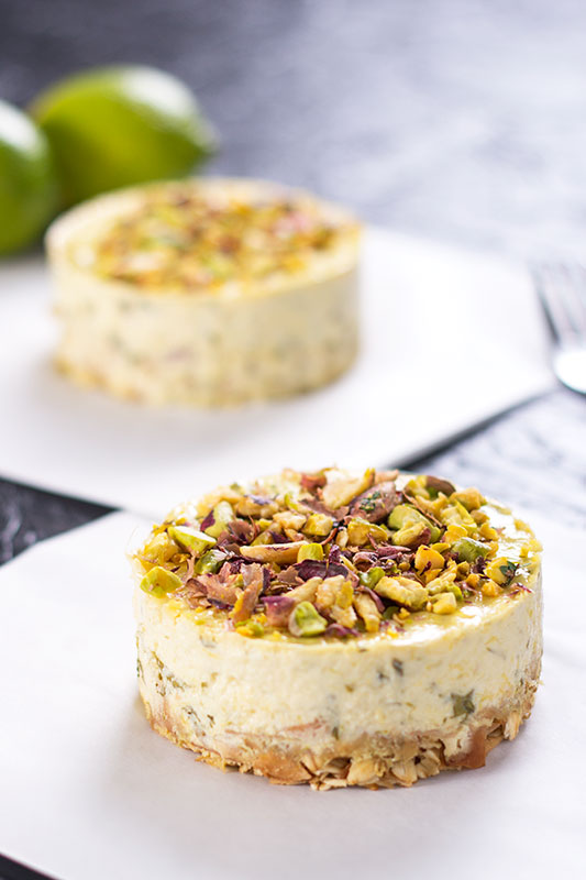 Labneh cheesecake with lime and coriander