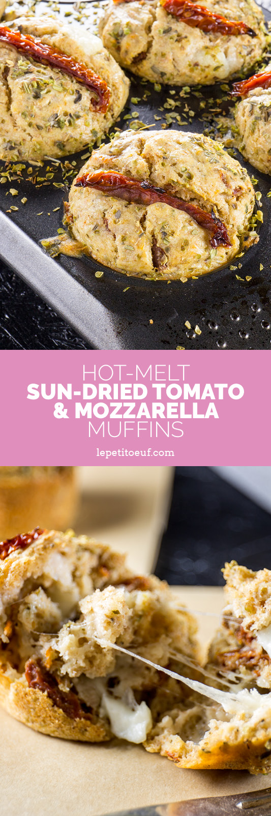 hot melt sun-dried tomato and mozzarella muffins