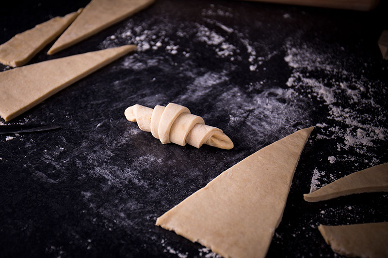 Make perfect patisserie treats at home with this recipe for all butter french croissant using spelt flour instead of wheat. These flaky, baked, enriched dough treats are a labour of love and use fresh yeast, milk, sugar, wholemeal spelt and white spelt flour.
