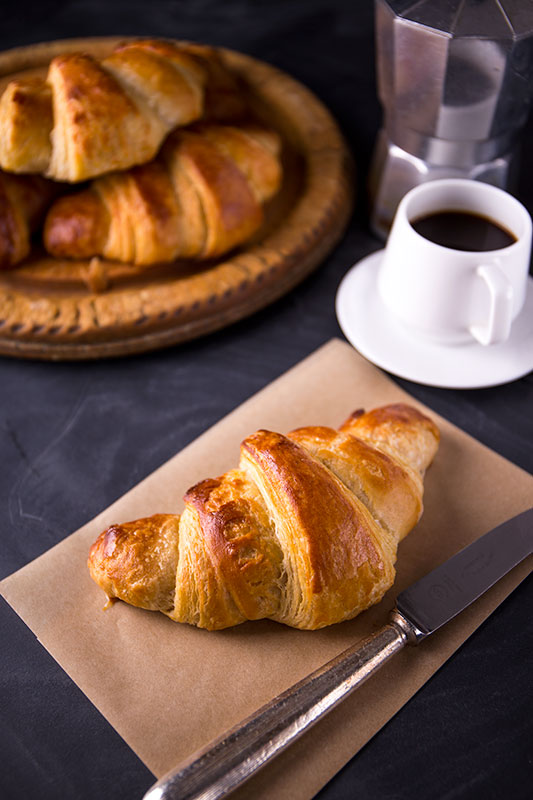 Make perfect patisserie treats at home with this recipe for all butter french croissant using spelt flour instead of wheat. These flaky, baked, enriched dough treats are a labour of love and use fresh yeast, milk, sugar, wholemeal spelt and white spelt flour.