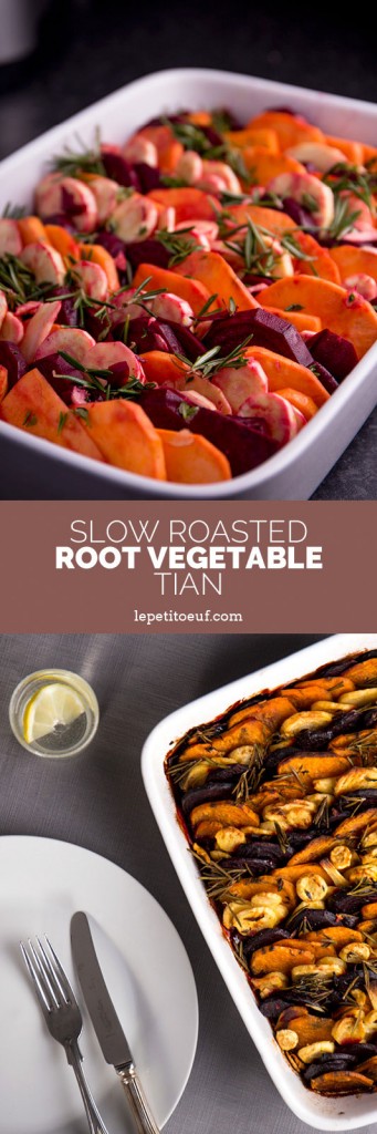 Slow roasted root vegetable tian