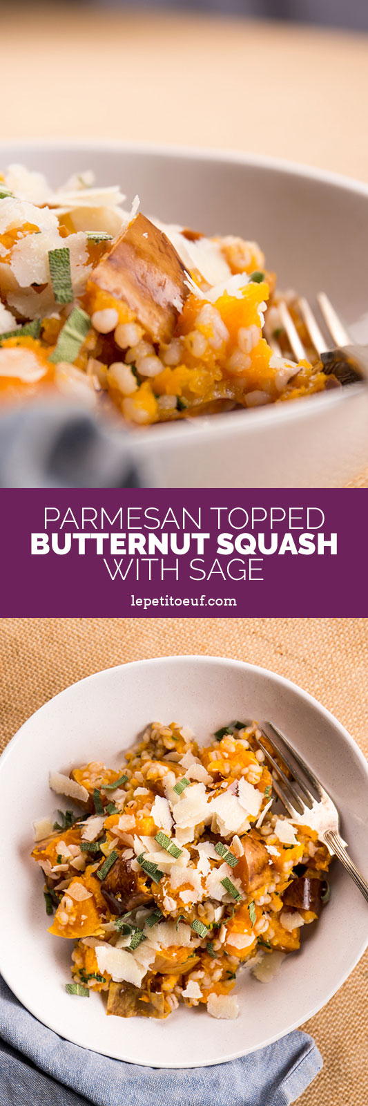Parmesan topped butternut squash with sage