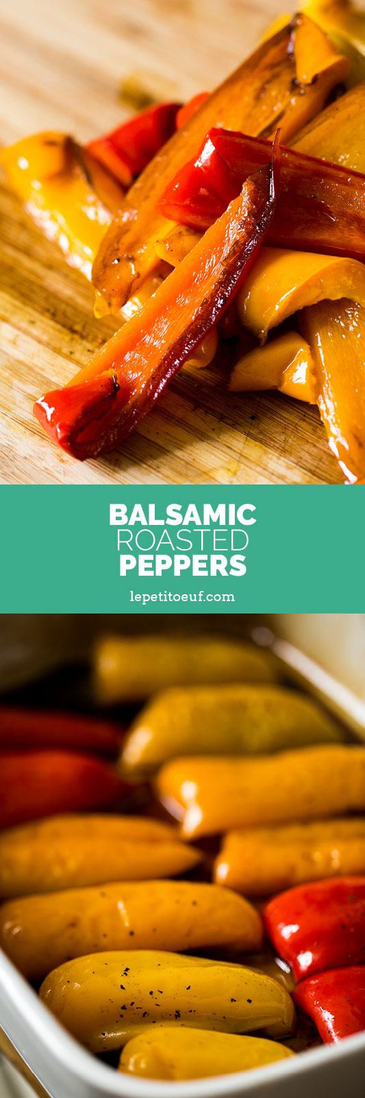 Balsamic roasted peppers are a mediterranean treat made with red, orange, green or yellow peppers, gently braised in the oven with garlic, balsamic vinegar and extra virgin olive oil until they become soft, sweet, richly flavoured slithers of pepper. Perfect for a salad, a picnic or to be served alongside cheese, charcuterie and olives as antipasti. Alternatively make ahead and store them in the fridge until you need them.