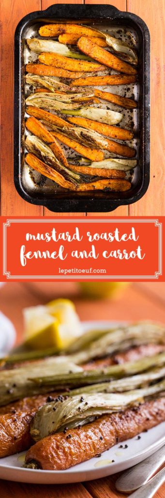 This mustard roasted fennel and carrot recipe is an easy vegetable side dish that goes perfectly with roasted fish or meat, a great autumnal dish to warm up the kitchen after the summer disappears. The cosy cinnamon and the mustard seeds make this an easy but tasty vegetarian or vegan side dish.