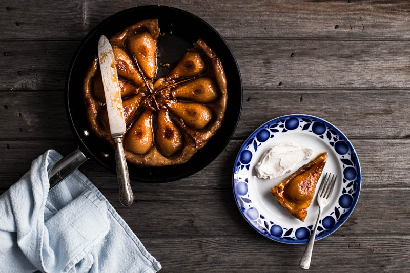 Crispy, rich, sweet spelt tarte tatin with caramelised pears, vanilla and a sweet cinnamon labneh to top it off. This is a simple dessert which is utterly beautiful and will have your guests in awe at your baking skills. It makes the perfect dessert, afternoon tea or just an indulgent treat to add some sweetness to your life.