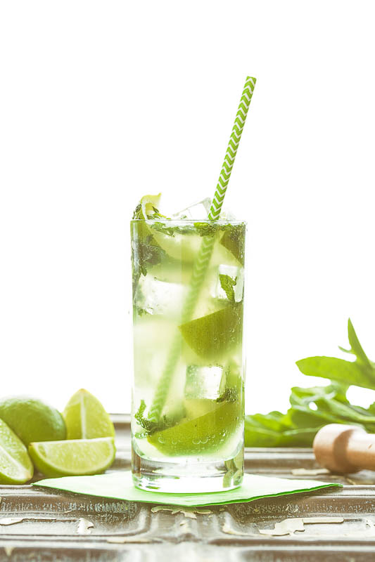 A virgin mojito, or ‘nojito’ is the most refreshing drink this side of a fresh lime soda. Perfect for a hot summer day or when you simply don’t want alcohol, these alcohol free cocktails are stunningly tasty, filled bashed lime and mint, topped up with chilled soda and ice cubes. The perfect mocktail for any occasion.