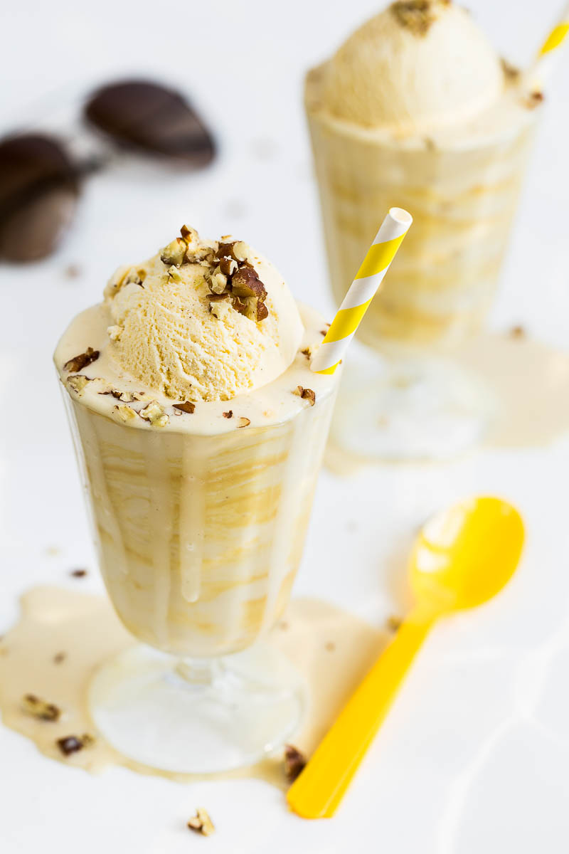 Ice cold and ready for summer, this dairy free banana milkshake with peanut butter is also vegan, perfect for a hot day and anyone's diet, it's a summer drink that will keep you cool and your tastebuds tantalised. Made with any non-dairy milk, frozen banana, a smattering of peanut butter and topped with crushed pecans, it's even more delicious than it looks.